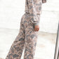 Multicolor Camouflage Print Long Sleeve Top Loose Two-Piece Pant Set — image 01