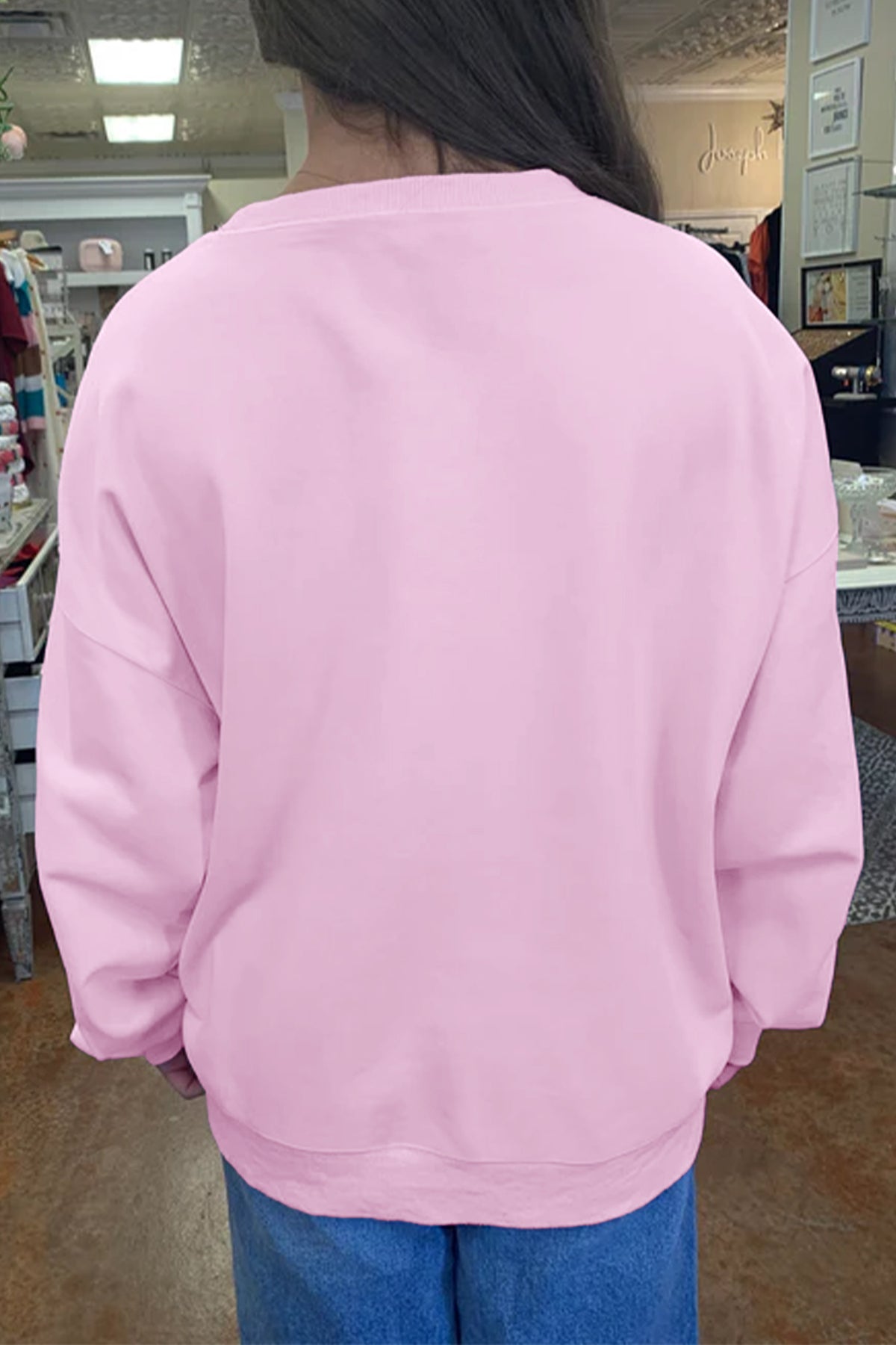 Pink JESUS SAVES Patchwork Stars Plaid Floral Letters Baggy Sweatshirt — image 01