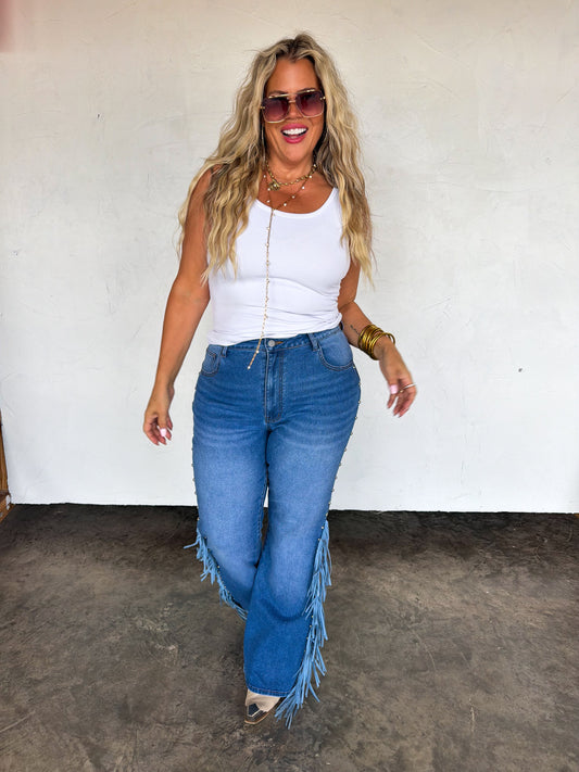 PREORDER: On the Fringe Flare Jeans // ETA mid–late December — image 01