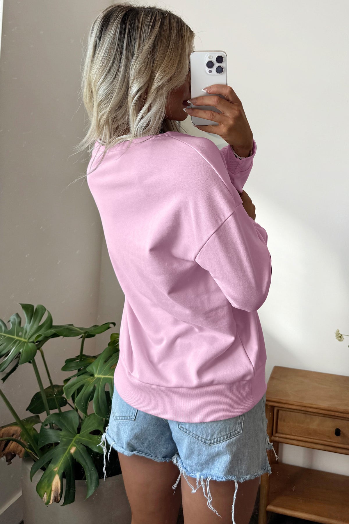 Pink JESUS SAVES Patchwork Stars Plaid Floral Letters Baggy Sweatshirt — image 01