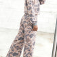 Multicolor Camouflage Print Long Sleeve Top Loose Two-Piece Pant Set — image 01