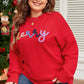 Fiery Red Tinsel Merry Letter Drop Shoulder Baggy Sweater — image 01
