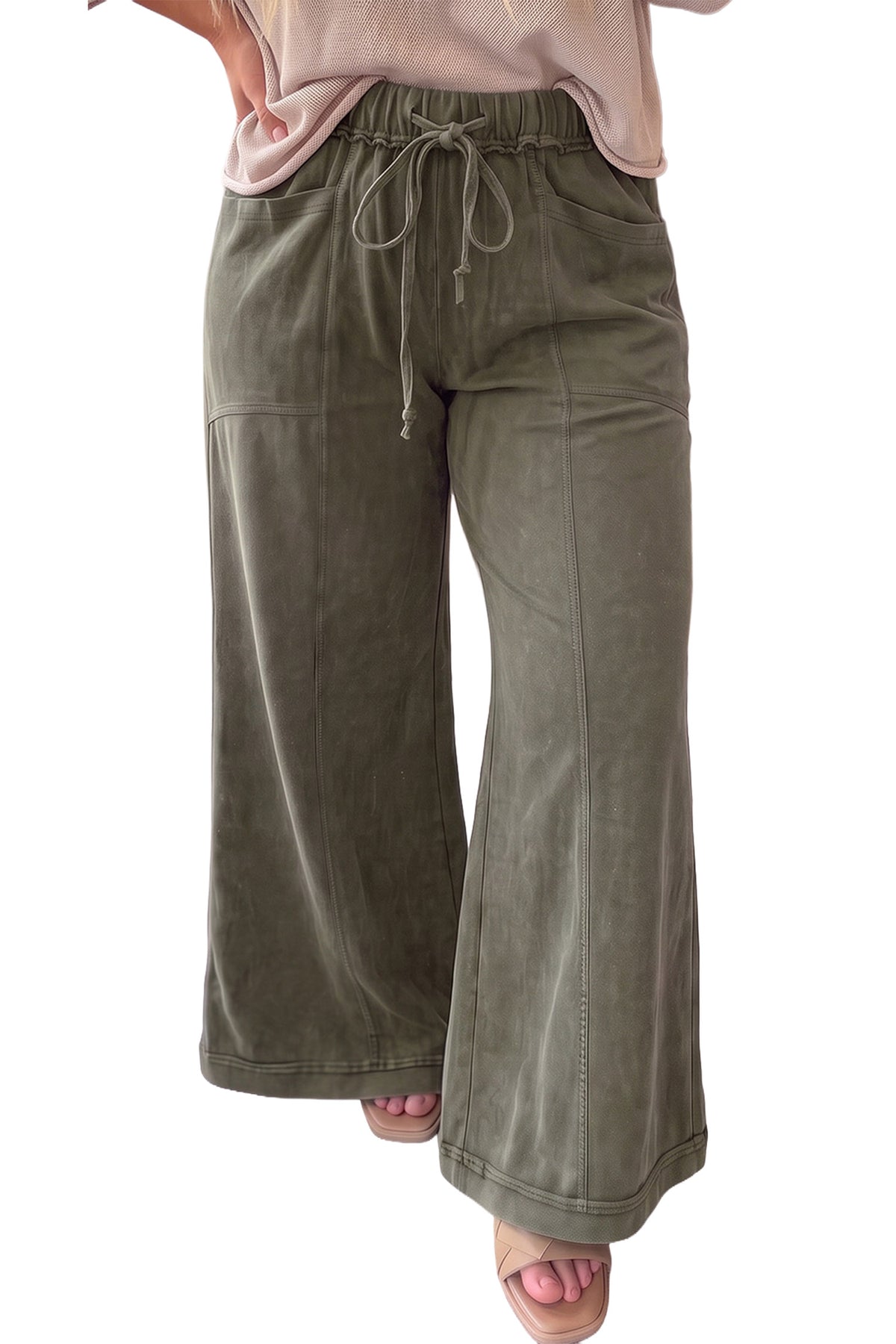 Mineral Wash Wide Leg Pocket Plus Size Pants — image 01