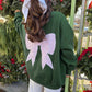 Blackish Green Striped Bow Graphic Oversized Sweatshirt — image 01