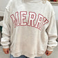 Gray Embroidered Merry Letter Print Mock Neck Plus Size Sweatshirt — image 01