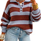 Racing Red Button Collar Relaxed Pullover Sweater — image 02