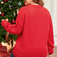 Fiery Red Tinsel Merry Letter Drop Shoulder Baggy Sweater — image 02