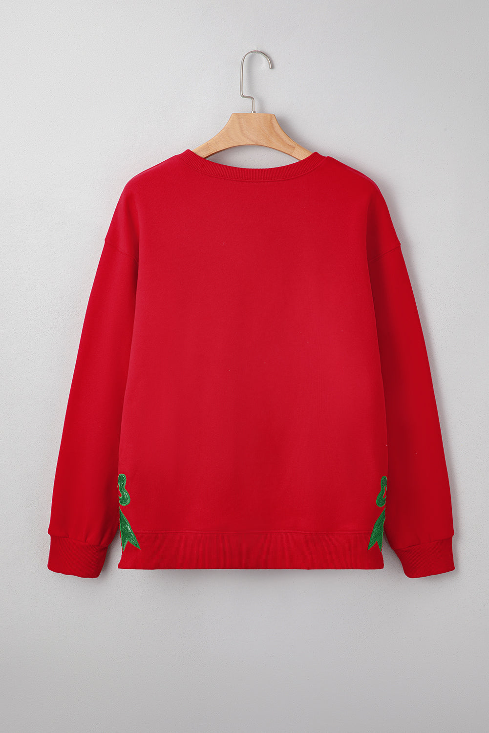 Fiery Red Merry & Bright Plaid Sequin Bow Christmas Sweatshirt — image 02