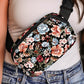 Black Floral Print Zipper Wide Strap Sling Bag — image 02