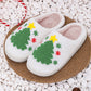 White Fuzzy Christmas Tree Pattern Home Slippers — image 02