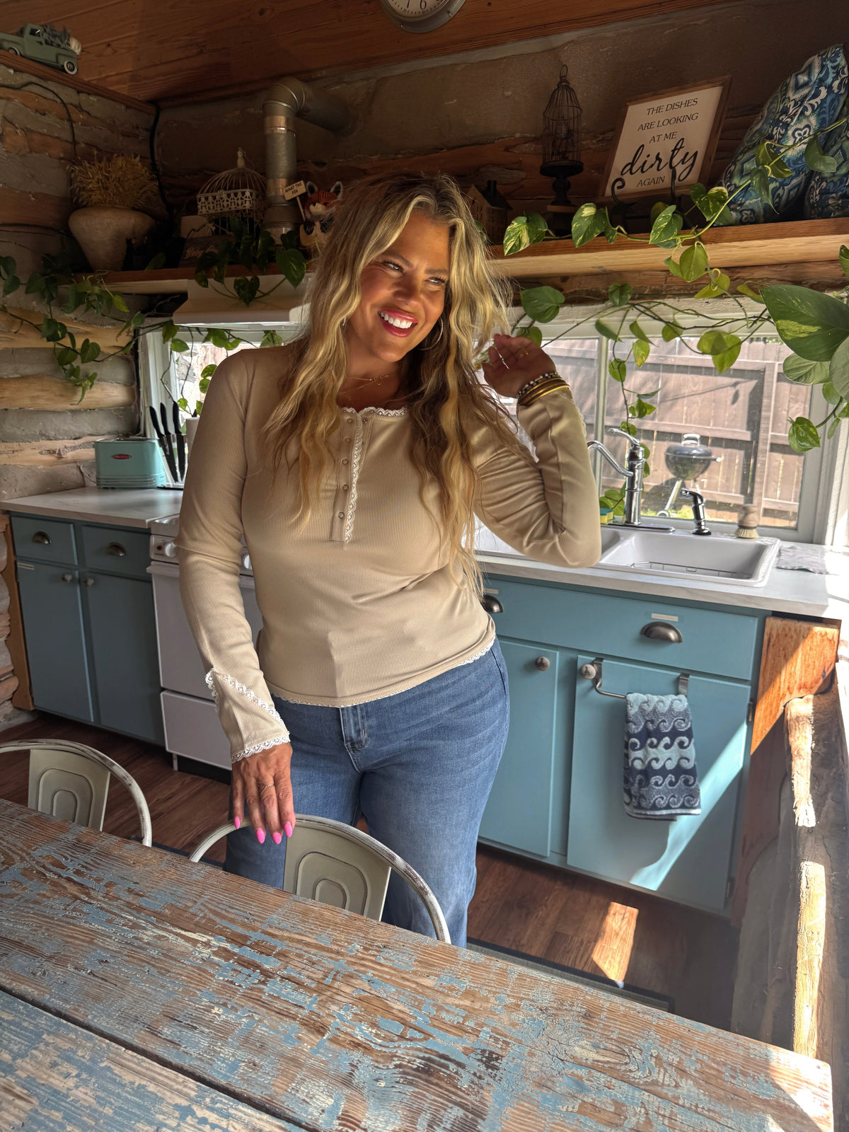 Rosie Lace Henley Top — image 02
