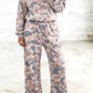 Multicolor Camouflage Print Long Sleeve Top Loose Two-Piece Pant Set — image 02