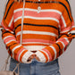 Orange Stripe Drop Shoulder Cropped Pullover Sweater — image 02