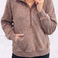 Chestnut Vintage Half-Zip Long Sleeve Ribbed Cuffs Hem Shift Silhouette Sweatshirt — image 02