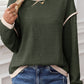 Light Pink Contrast Color Trim Knit Drop Shoulder Loose Top — image 02