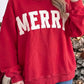 Fiery Red MERRY Embroidered Letter High Neck Tunic Pullover Sweatshirt — image 02