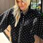 Black Polka Dot Print Metal Button Collar Casual Pullover Sweatshirt — image 02