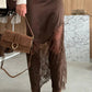PREORDER // Dark Brown Lace Patchwork Hem Long Skirt // ETA November — image 02