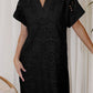 Black Solid Color Eyelet Embroidered T Shirt Mini Dress — image 02