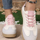 Pink Cute Bow Patch Color Block PU Leather Sneakers — image 02