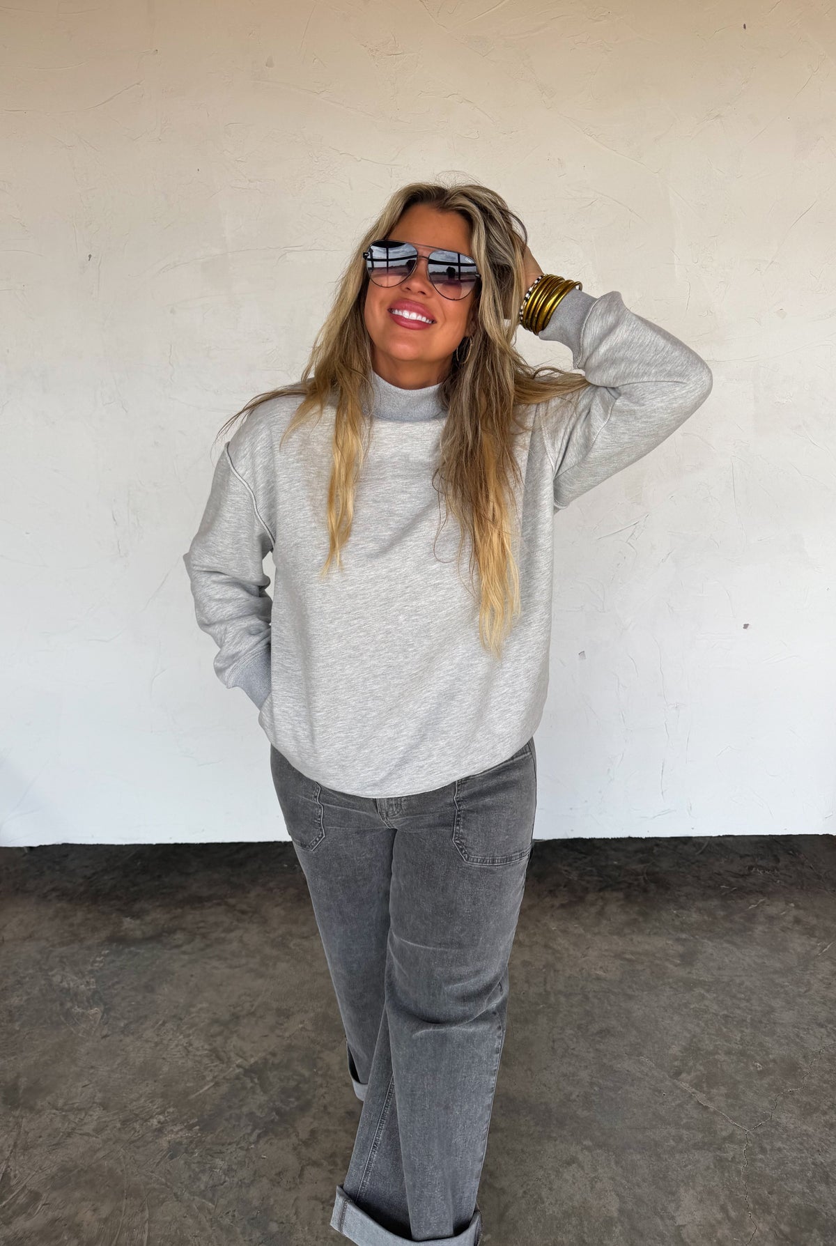 Spring Mock Neck Pocket Pullover — image 02