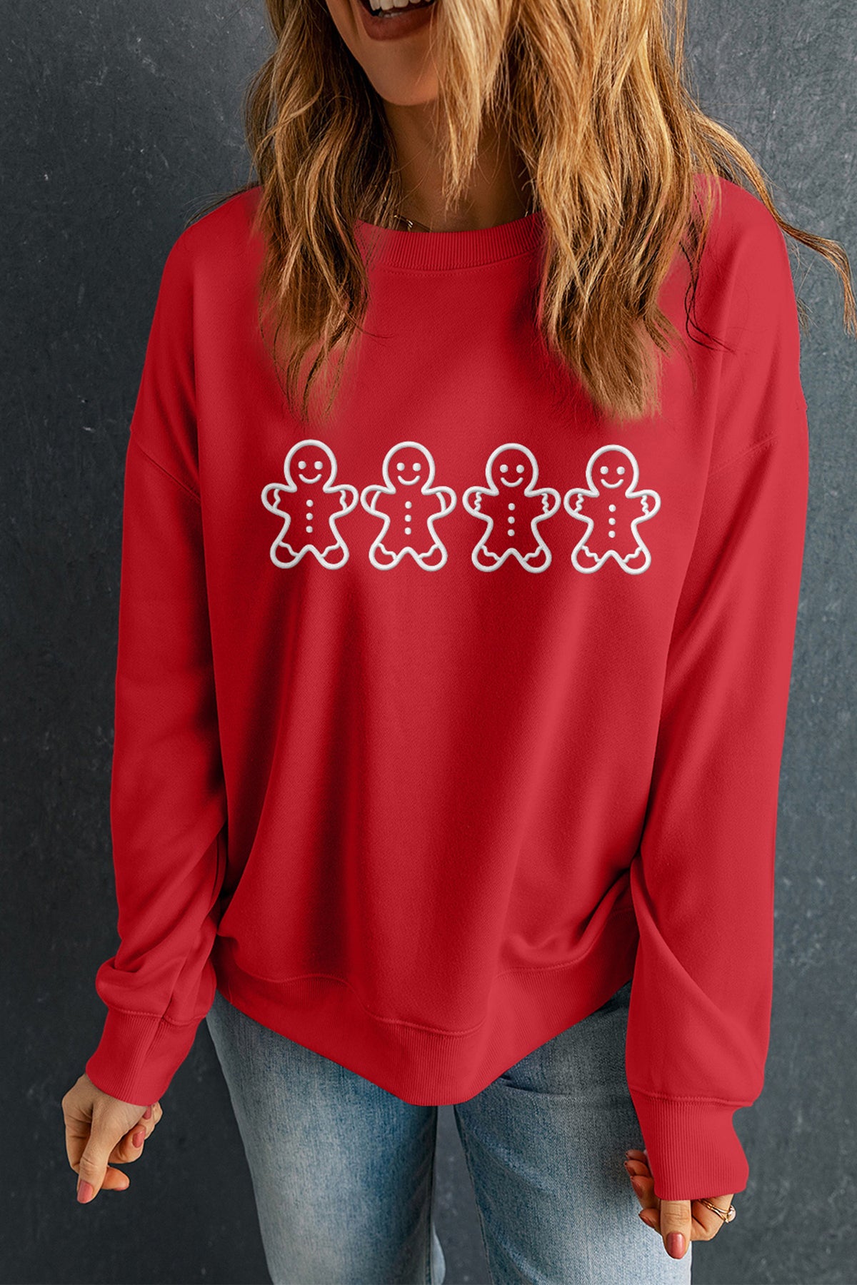Red Gingerbread Embroidered Crewneck Sweatshirt — image 02