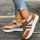 Brown Varsity Color Block Patchwork Lace-up PU Leather Sneakers — image 02