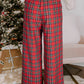 Red Festive Plaid Wide Leg Pull On Pants — image 02