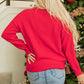 Fiery Red Tinsel Merry Letter Drop Shoulder Baggy Sweater — image 02