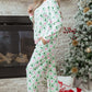 Green Bow Christmas Tree Print Contrast Striped Banding 2pcs Lounge Set — image 02