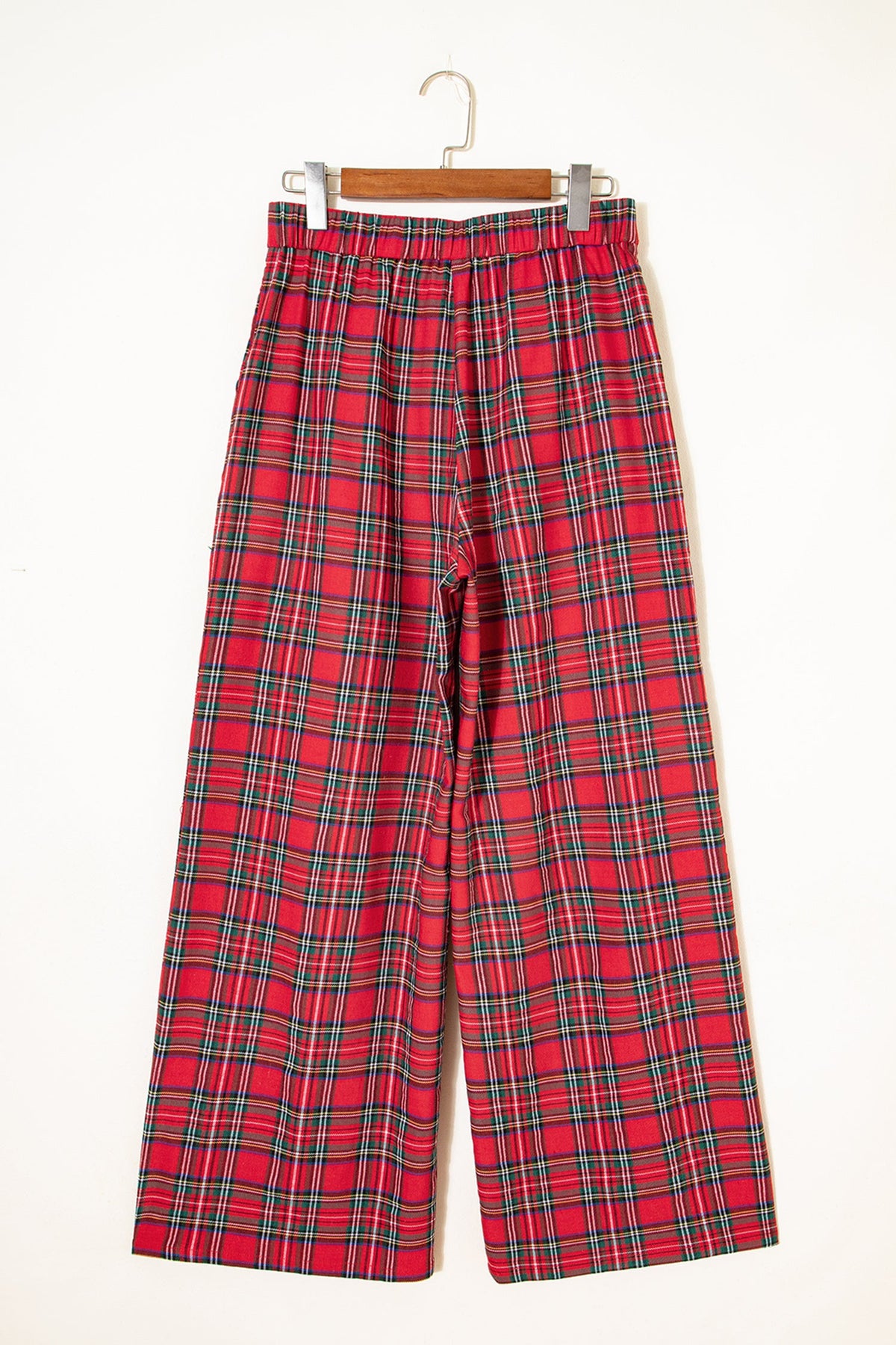 Red Festive Plaid Wide Leg Pull On Pants — image 03