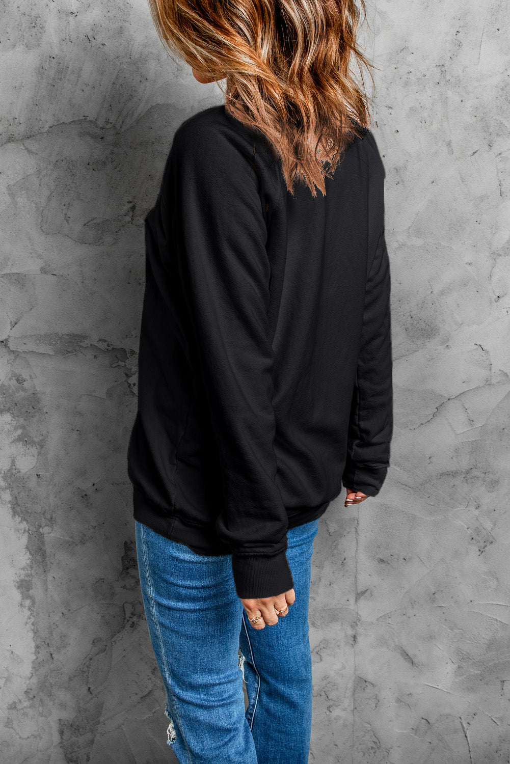 Black Merry & Bright Christmas Tree Graphic Sweatshirt — image 03