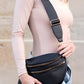 Black Double Zip Crescent Shape Adjustable Sling Bag — image 03