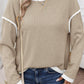 Light Pink Contrast Color Trim Knit Drop Shoulder Loose Top — image 03