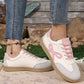 Pink Cute Bow Patch Color Block PU Leather Sneakers — image 03