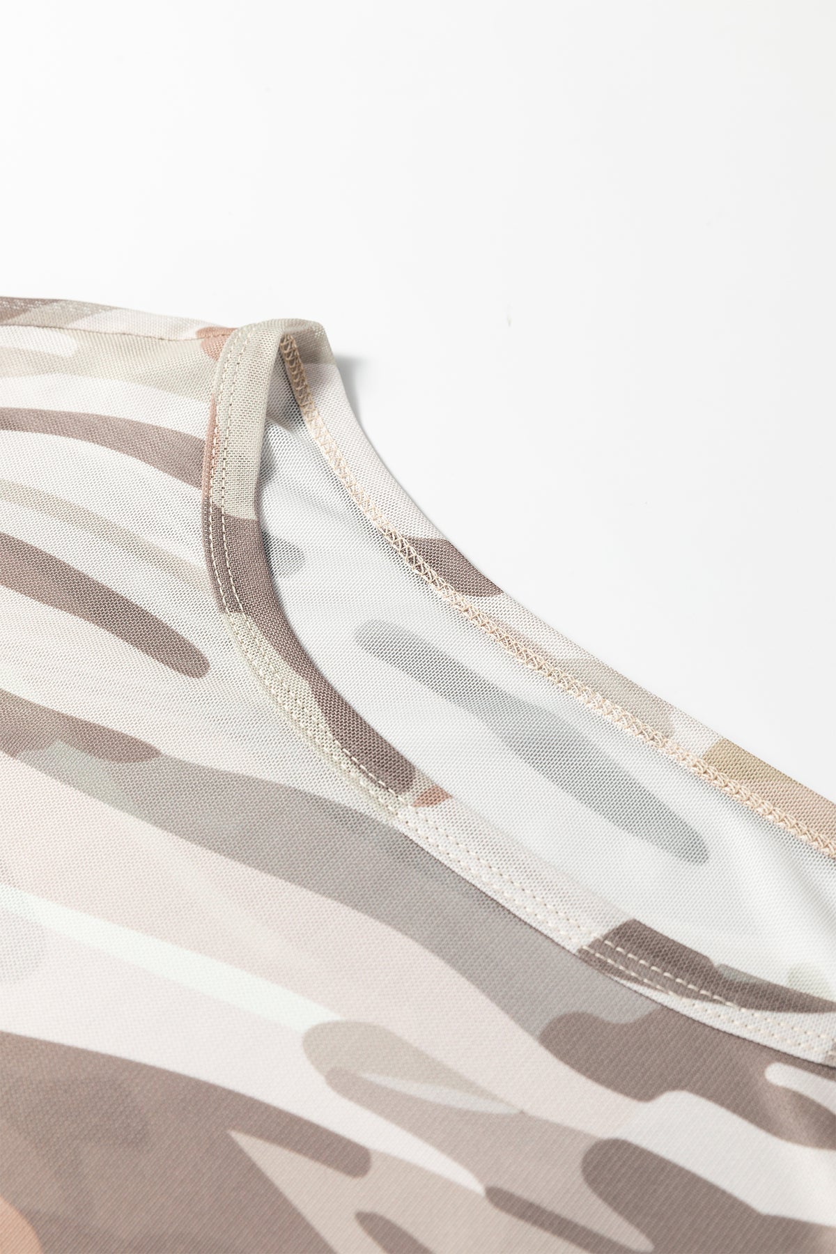 Western Fashion Camouflage Print Mesh Long Sleeve Top — image 03