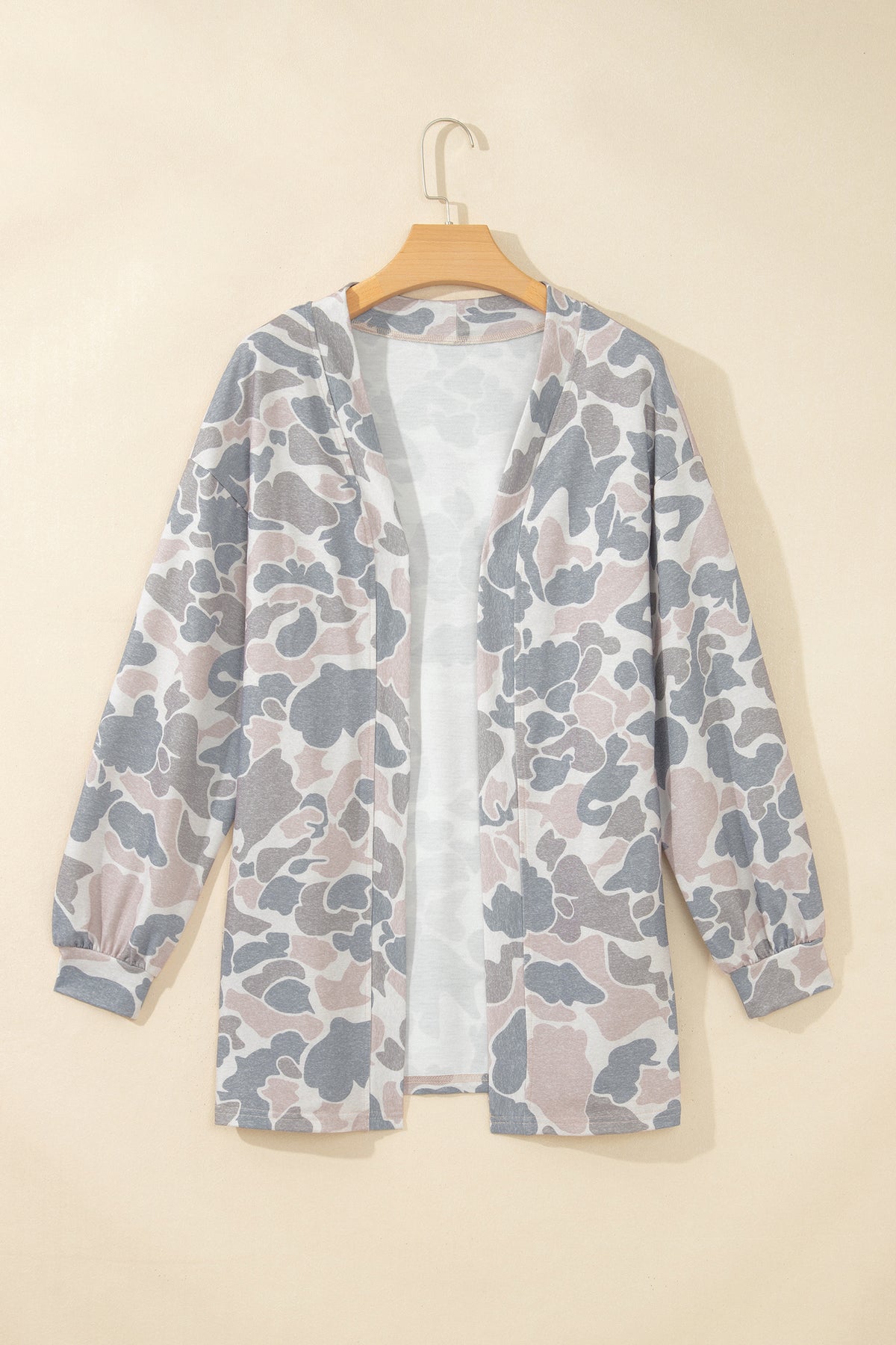 Multicolor Camouflage Print Long Sleeve Open Front Tunic Cardigan — image 03