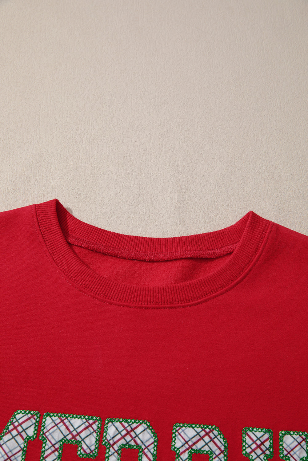 Fiery Red Merry & Bright Plaid Sequin Bow Christmas Sweatshirt — image 03