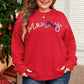 Fiery Red Tinsel Merry Letter Drop Shoulder Baggy Sweater — image 03