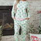Green Bow Christmas Tree Print Contrast Striped Banding 2pcs Lounge Set — image 03