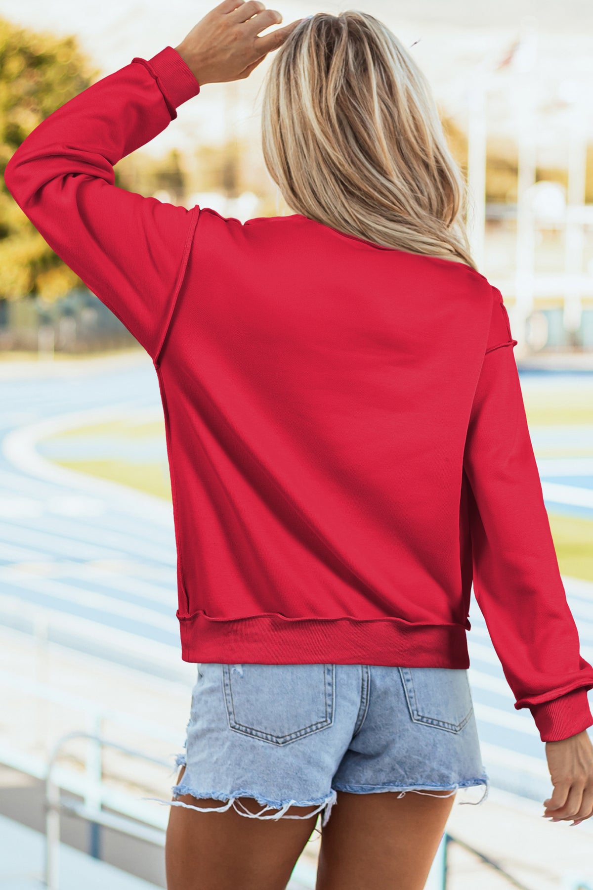 Racing Red Polka Dot MERRY Mock Neck Tunic Sweatshirt — image 03