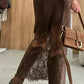 PREORDER // Dark Brown Lace Patchwork Hem Long Skirt // ETA November — image 03