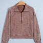 Chestnut Vintage Half-Zip Long Sleeve Ribbed Cuffs Hem Shift Silhouette Sweatshirt — image 03