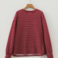 Red Stripe Drop Shoulder Long Sleeve Top — image 03