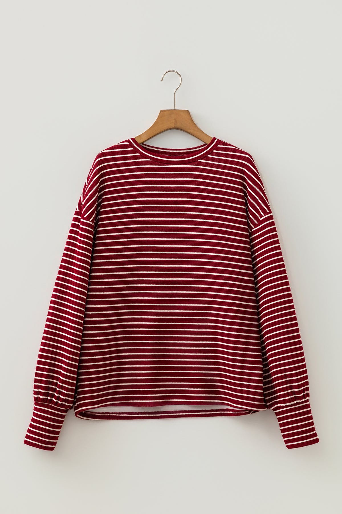 Red Stripe Drop Shoulder Long Sleeve Top — image 03