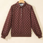 Brown Polka Dot Print Metal Button Collar Casual Pullover Sweatshirt — image 03