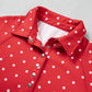 Red Polka Dot Print Metal Button Collar Casual Pullover Sweatshirt — image 03
