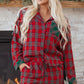 Red Plaid Contrast Patched Christmas Shirt & Short Pajama Set — image 03