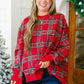 Red Festive Plaid Split Tunic Sweatshirt - Plus — image 03