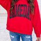 Red Checkered Print High Neck Baggy Sweatshirt — image 04